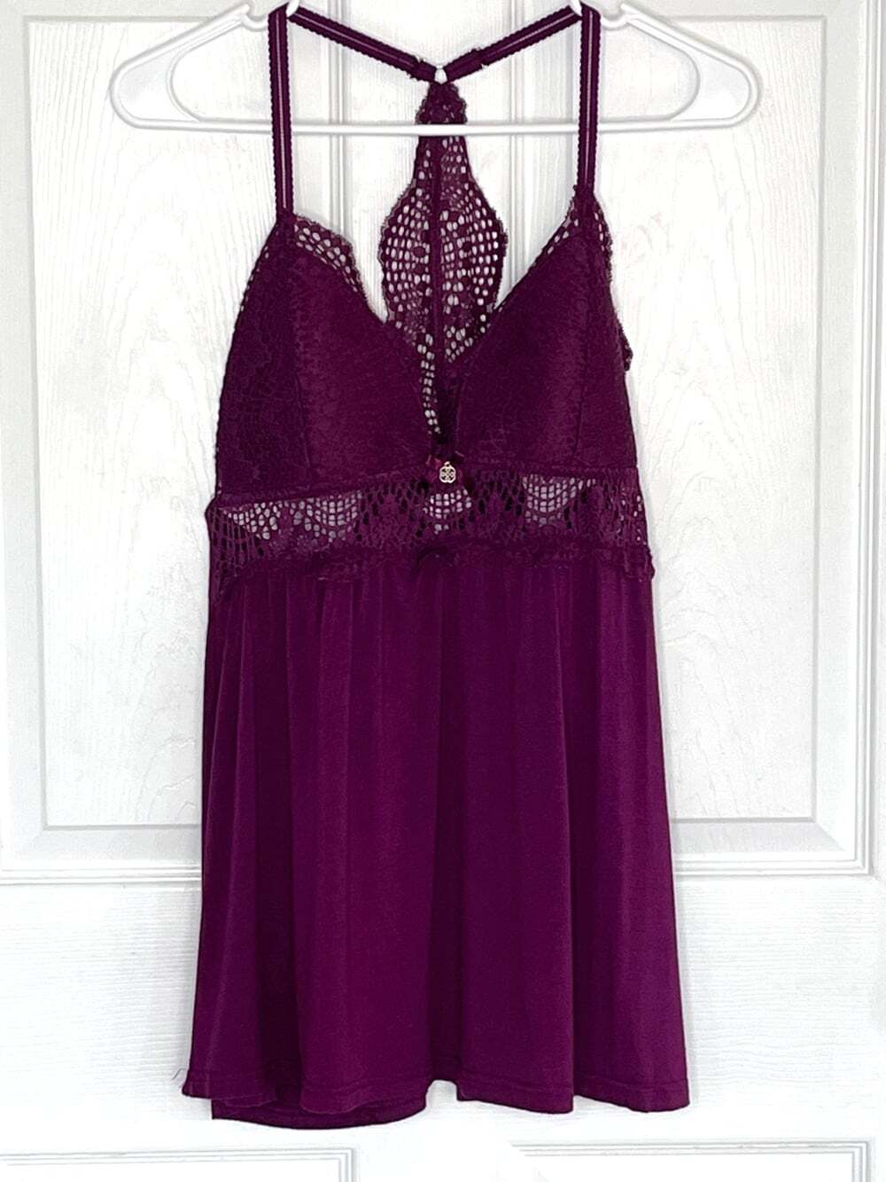 Daisy Fuentes Babydoll Top Lace Racerback sz L Whimsigoth Romantic Coquette Boho